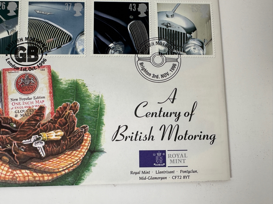 (3) Limited Edition Royal Mint Of England 1996 Celebration Of Football First Day Cover With Two Pounds Coin And (1) Limited Edition 1996 Great Britain First Day Cover 'A Century Of British Motoring With Commemorative Medal [Photo 7]