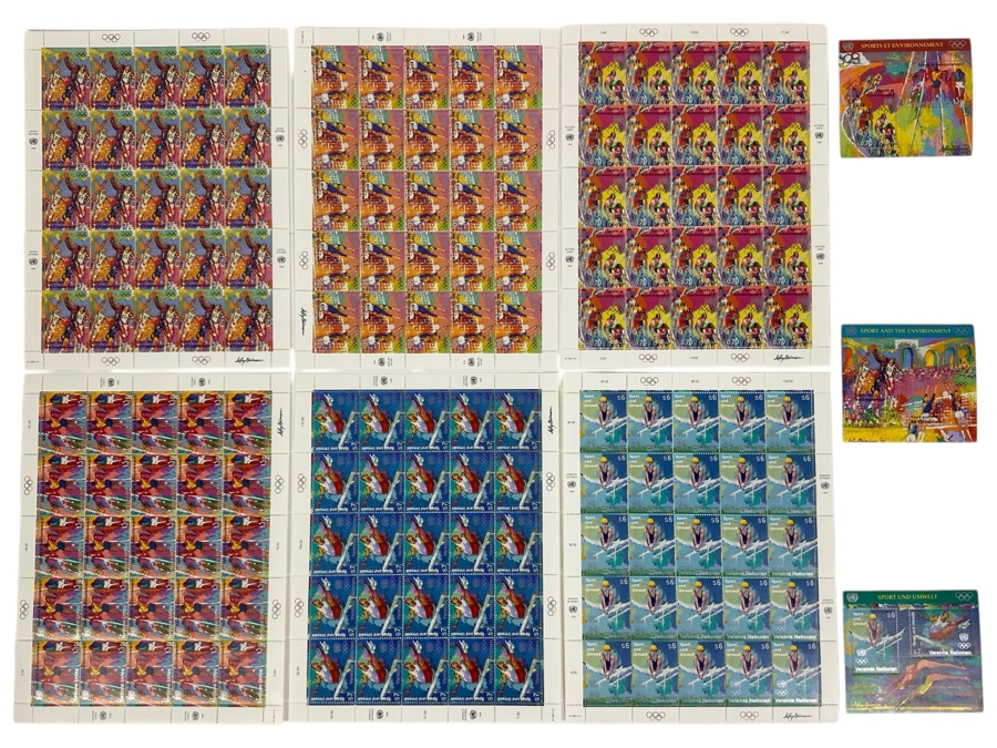 Collection Of 1996 Leroy Neiman Mint Sheets Of Olympic Atheletes Stamps