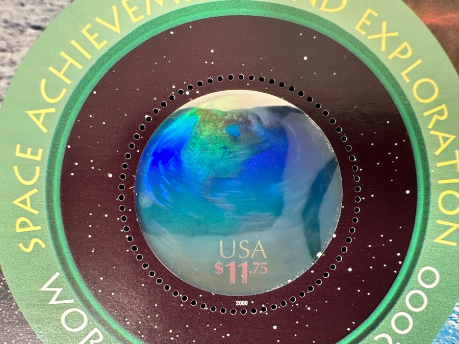 Two Sheets Of Rare Mint U.S. Postage Stamps World Stamp Expo 2000 Space Achievements And Exploration Includes Multiple Holographic Space Stamps With Multiple $11.75 Stamps Featured Per Sheet [Photo 7]