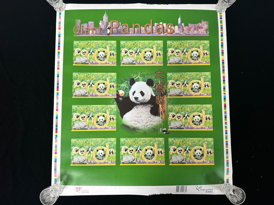 Uncut Sheet Of Stamps From The Hong Kong Post Giant Pandas In Hong Kong