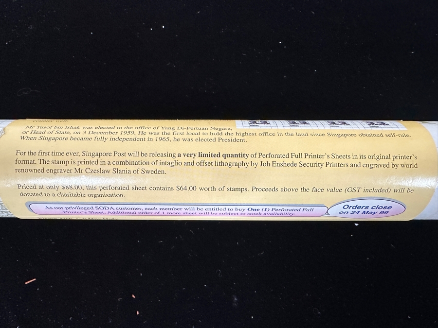 (3) Rare Singapore's First Perforated Full Printer's Sheets Of Mint Sheets Of $2 Singapore Stamps Yusof Bin Ishak (1910-1970) Millennium 2000 Stamps Estimate $450 [Photo 10]