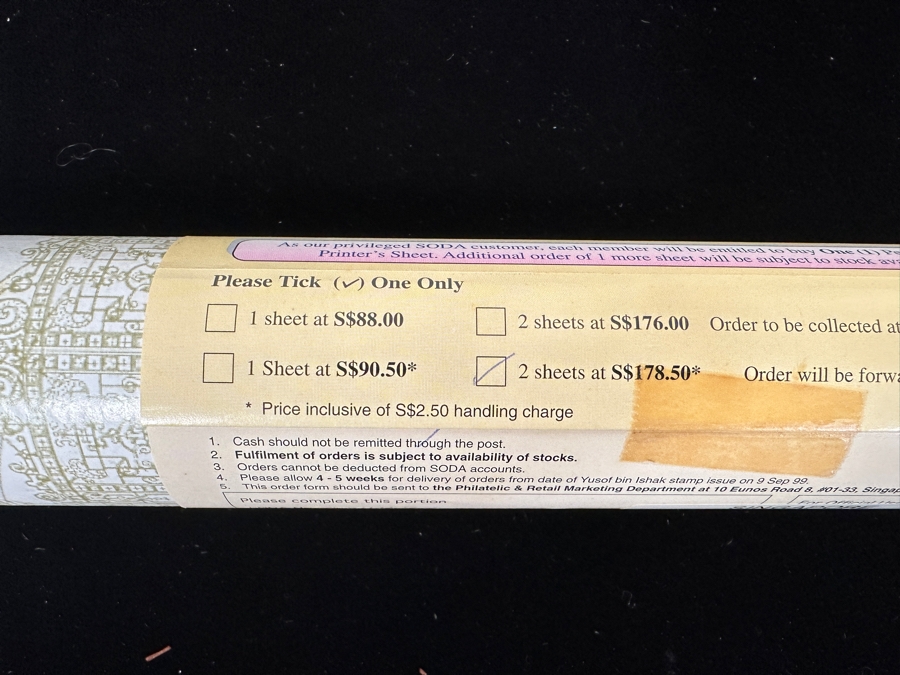 (3) Rare Singapore's First Perforated Full Printer's Sheets Of Mint Sheets Of $2 Singapore Stamps Yusof Bin Ishak (1910-1970) Millennium 2000 Stamps Estimate $450 [Photo 11]
