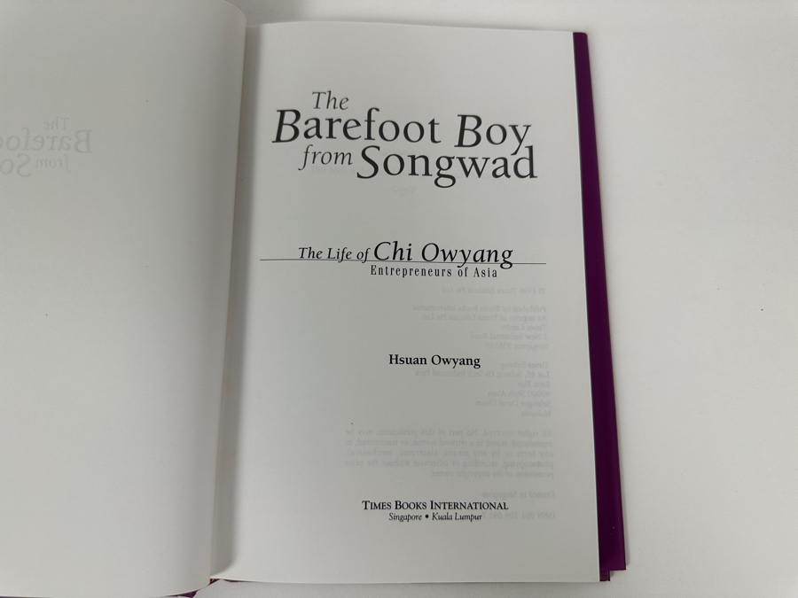 1996 First Edition Hardcover Book The Barefoot Boy From Songward: The Life Of Chi Owyang Entrepeneurs Of Asia By Hsuan Owyang [Photo 2]
