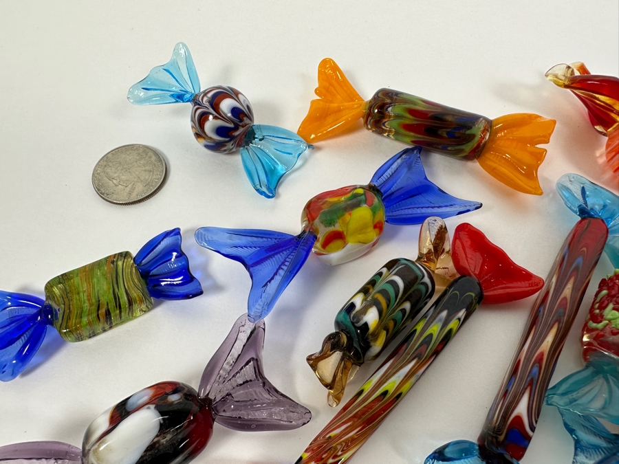 Vintage Hand Blown Art Glass Wrapped Candy Candies [Photo 6]