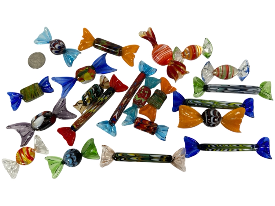 Vintage Hand Blown Art Glass Wrapped Candy Candies [Photo 1]
