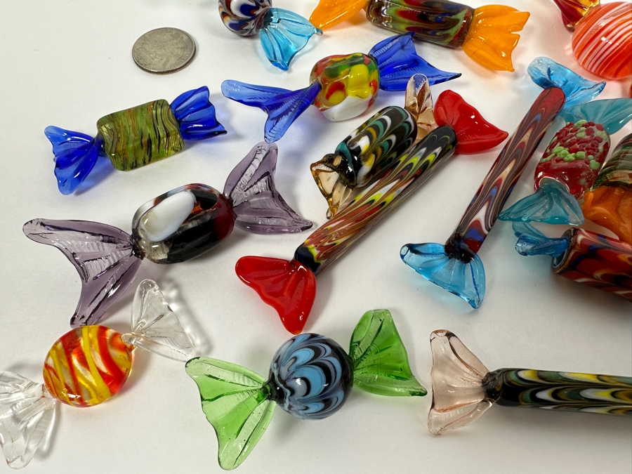 Vintage Hand Blown Art Glass Wrapped Candy Candies [Photo 5]