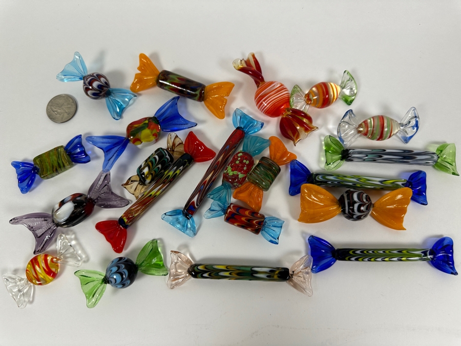 Vintage Hand Blown Art Glass Wrapped Candy Candies [Photo 2]