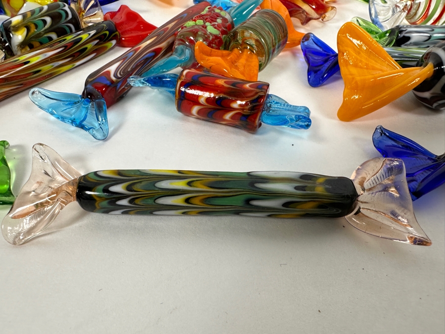 Vintage Hand Blown Art Glass Wrapped Candy Candies [Photo 7]