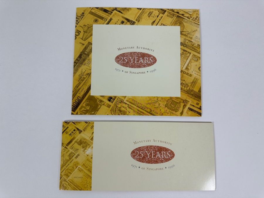 Pair Of Mint Uncirculated Singapore Twenty Five Dollars Bills Commemorating 25 Years Of Singapore 1971-1996 [Photo 2]