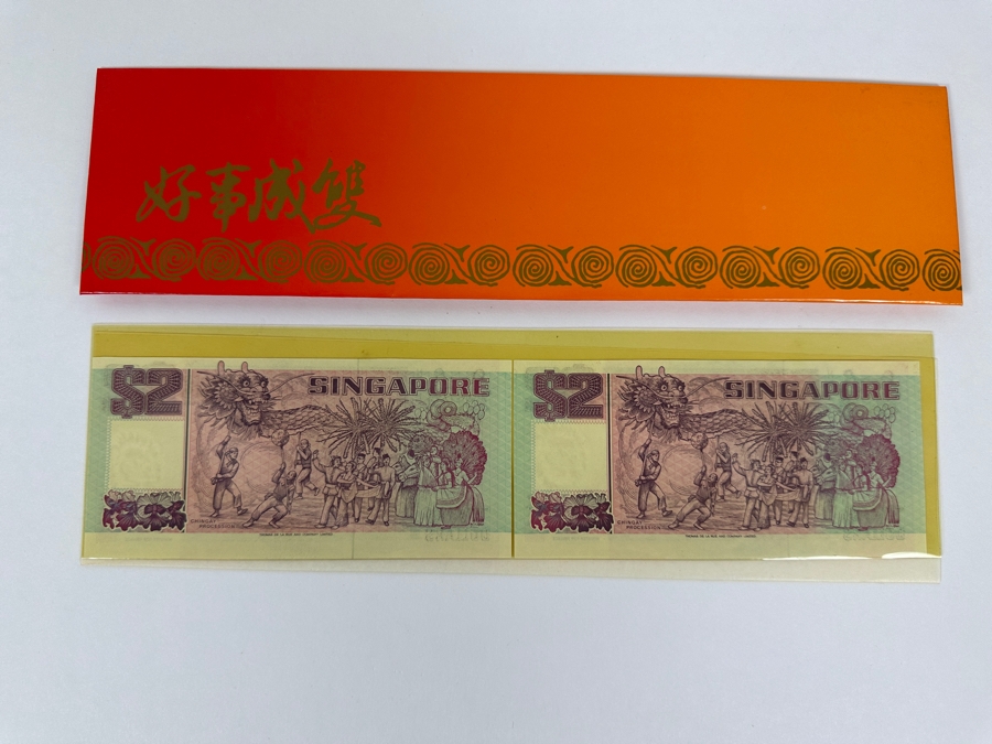 Pair Of Mint Uncirculated Singapore Two Dollars Bills [Photo 5]