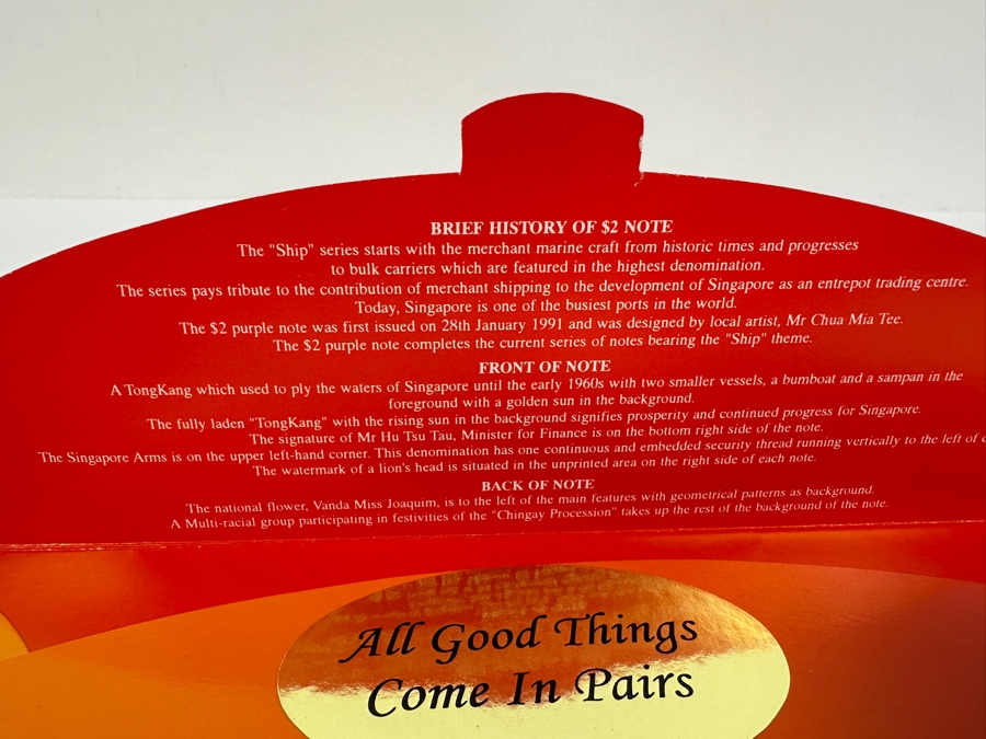 Pair Of Mint Uncirculated Singapore Two Dollars Bills [Photo 9]