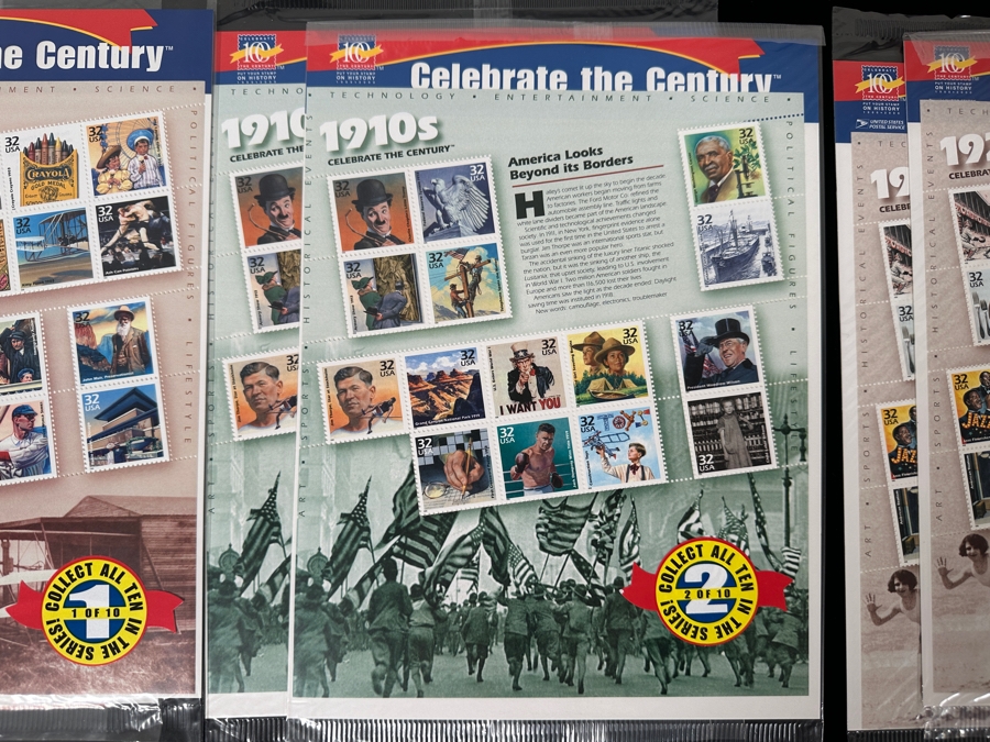 Large Collection Of United States Sealed Mint Postage Stamps Celebrate The Century From 1900-1990 Duplicates Of Each See Photos Postage Stamp Value Over $100+ [Photo 3]