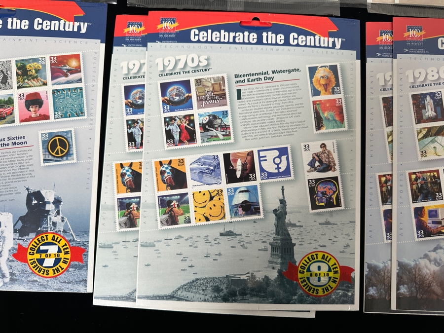 Large Collection Of United States Sealed Mint Postage Stamps Celebrate The Century From 1900-1990 Duplicates Of Each See Photos Postage Stamp Value Over $100+ [Photo 9]