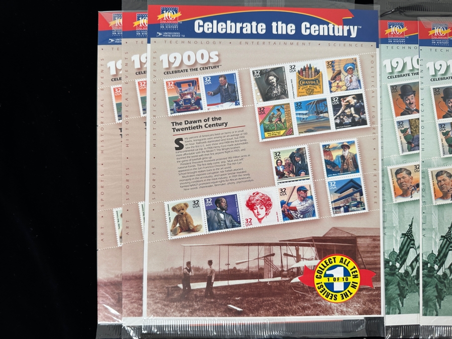 Large Collection Of United States Sealed Mint Postage Stamps Celebrate The Century From 1900-1990 Duplicates Of Each See Photos Postage Stamp Value Over $100+ [Photo 2]