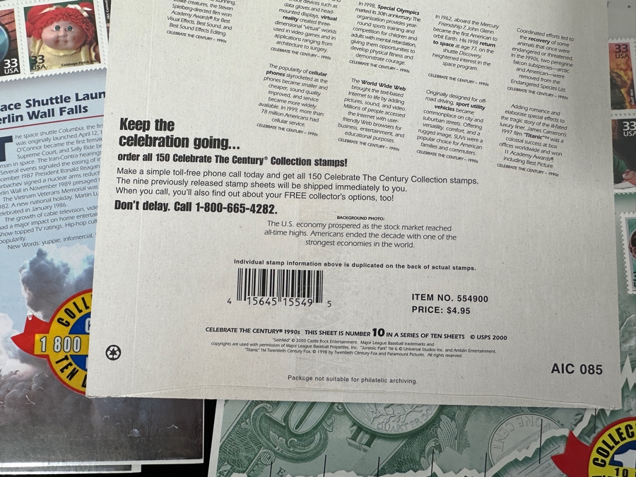 Large Collection Of United States Sealed Mint Postage Stamps Celebrate The Century From 1900-1990 Duplicates Of Each See Photos Postage Stamp Value Over $100+ [Photo 14]