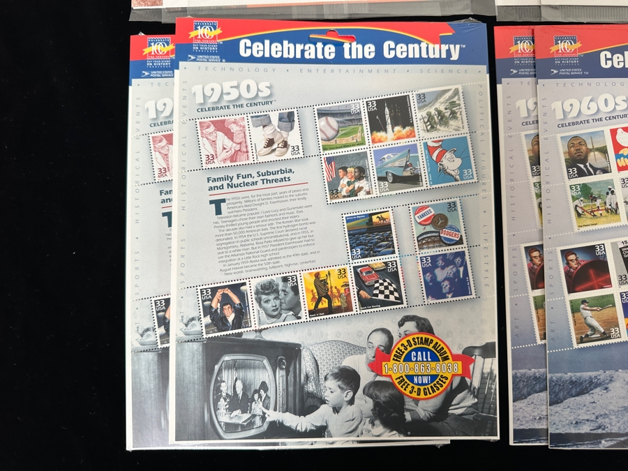 Large Collection Of United States Sealed Mint Postage Stamps Celebrate The Century From 1900-1990 Duplicates Of Each See Photos Postage Stamp Value Over $100+ [Photo 7]
