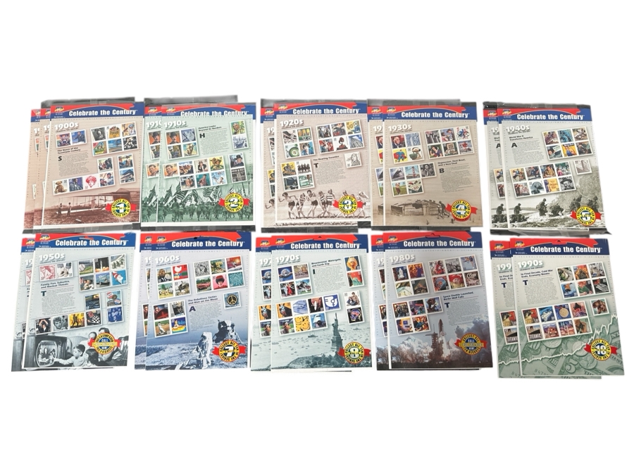 Large Collection Of United States Sealed Mint Postage Stamps Celebrate The Century From 1900-1990 Duplicates Of Each See Photos Postage Stamp Value Over $100+