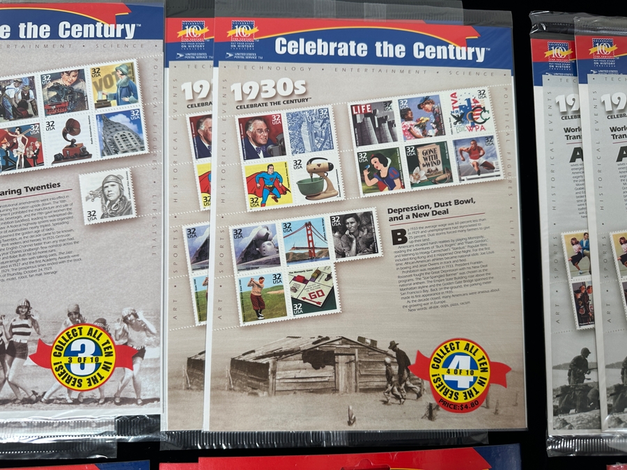 Large Collection Of United States Sealed Mint Postage Stamps Celebrate The Century From 1900-1990 Duplicates Of Each See Photos Postage Stamp Value Over $100+ [Photo 5]