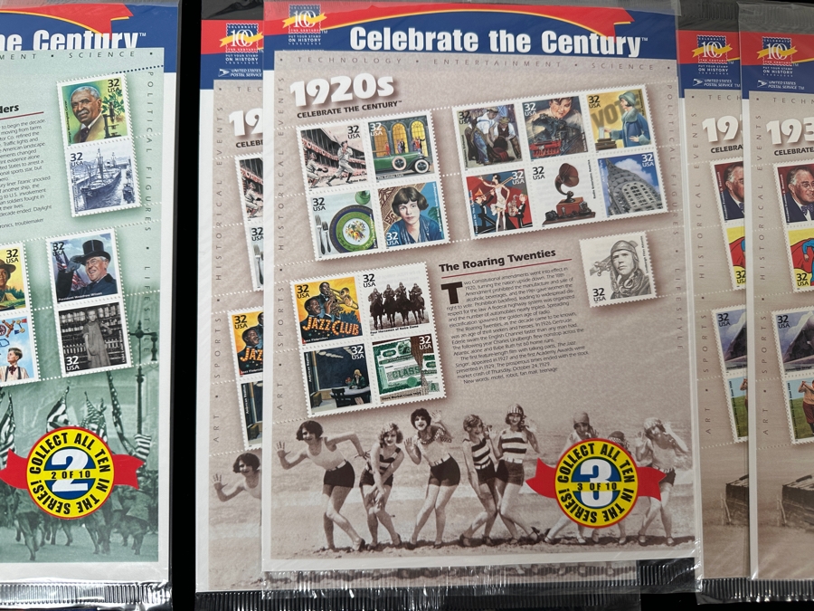 Large Collection Of United States Sealed Mint Postage Stamps Celebrate The Century From 1900-1990 Duplicates Of Each See Photos Postage Stamp Value Over $100+ [Photo 4]