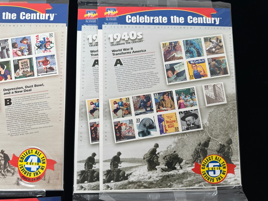 Large Collection Of United States Sealed Mint Postage Stamps Celebrate The Century From 1900-1990 Duplicates Of Each See Photos Postage Stamp Value Over $100+ [Photo 6]