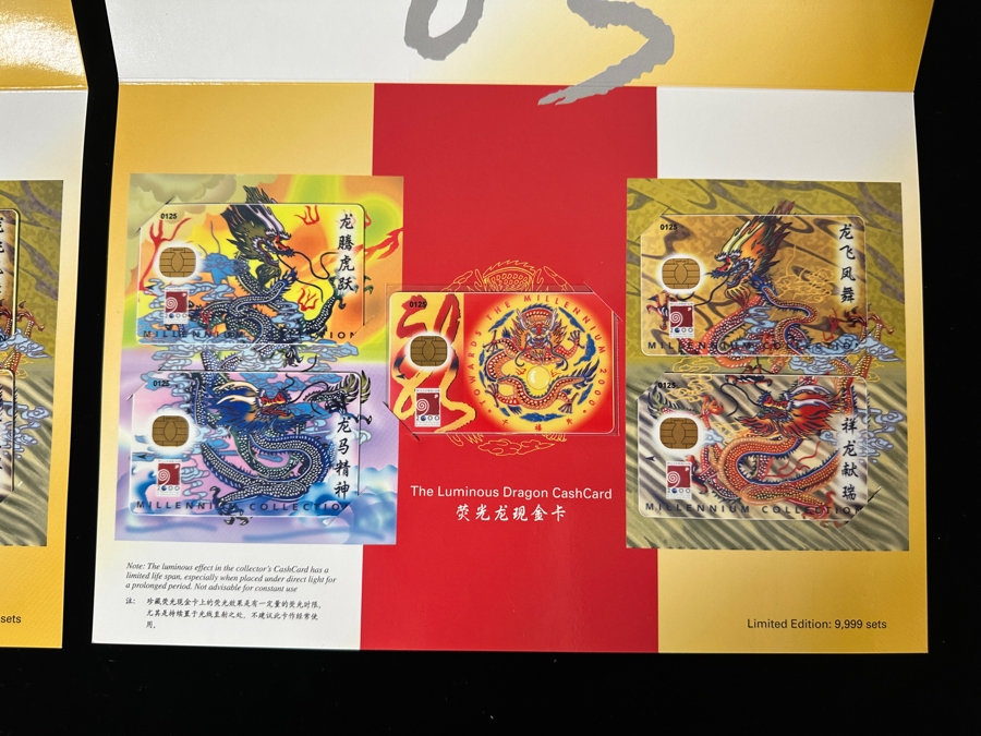 (2) Rare Vintage Chinese Millennium 2000 Collection Dragon Series Cash Cards Set Limited To 1,999 Sets [Photo 4]