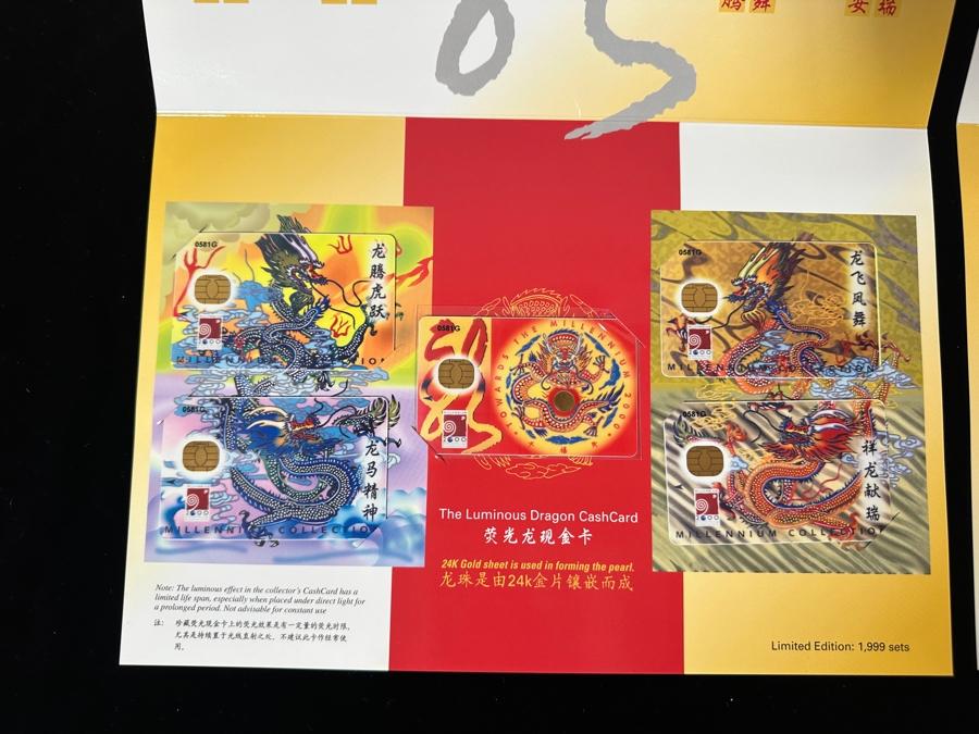 (2) Rare Vintage Chinese Millennium 2000 Collection Dragon Series Cash Cards Set Limited To 1,999 Sets [Photo 3]