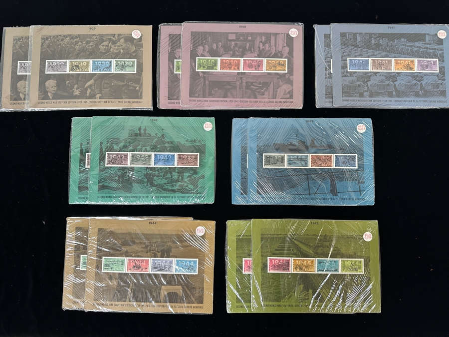 Mint Canadian Post Postage Stamps Sets Second World War Souvenir Editions 1939-1945 - 14 Sets Total Retails $73
