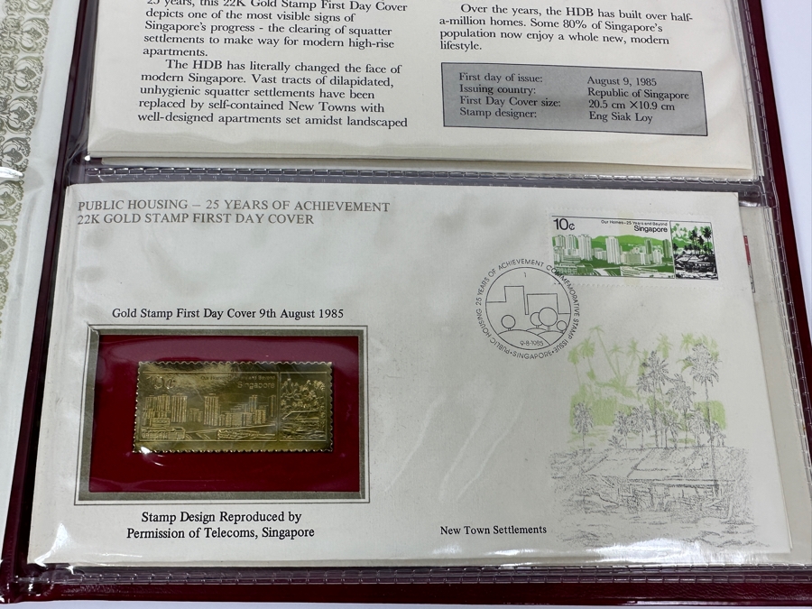 Pair Of Mint Public Housing - 25 Years Of Achievement - 22K Gold Stamp First Day Covers From Singapore Limited To 8,000 Sets [Photo 10]