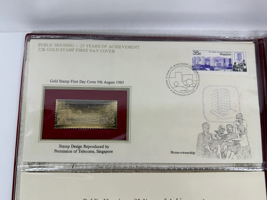 Pair Of Mint Public Housing - 25 Years Of Achievement - 22K Gold Stamp First Day Covers From Singapore Limited To 8,000 Sets [Photo 12]