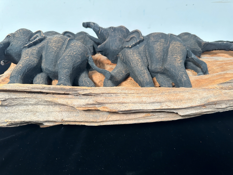 Hand Carved Wooden Elephant Wall Hanging 24'W x 14'H x 7'D See Pictures for Item Condition [Photo 7]