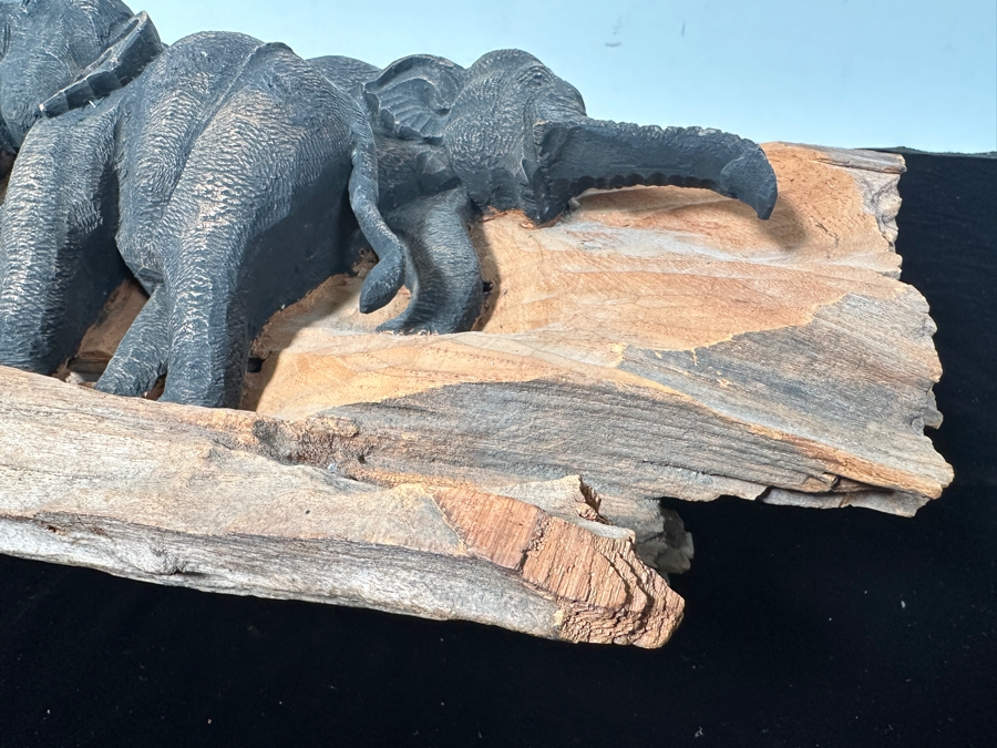 Hand Carved Wooden Elephant Wall Hanging 24'W x 14'H x 7'D See Pictures for Item Condition [Photo 6]