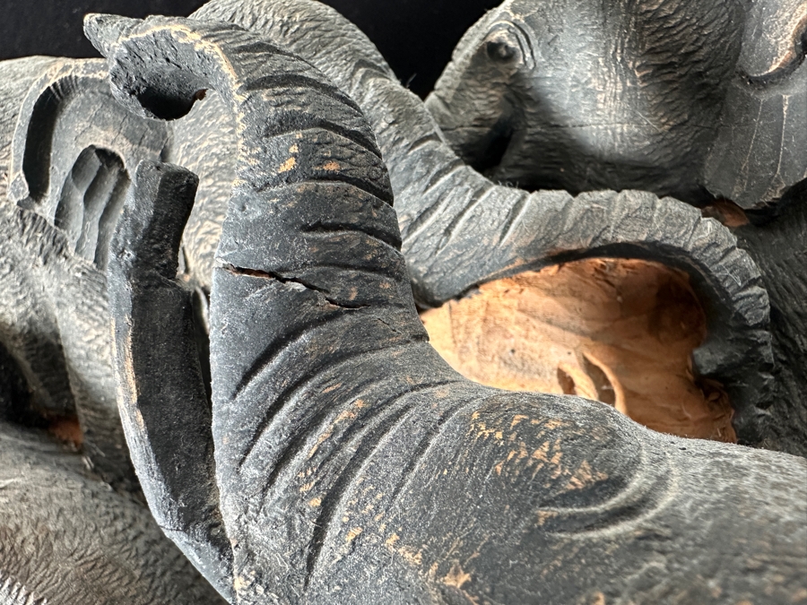 Hand Carved Wooden Elephant Wall Hanging 24'W x 14'H x 7'D See Pictures for Item Condition [Photo 8]