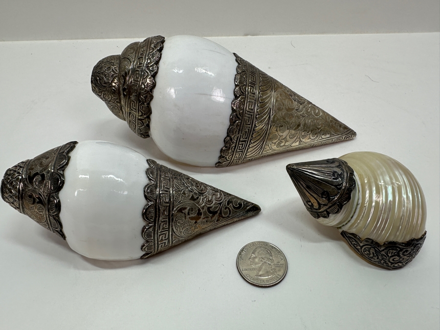 Set of (3) Tibetan Silver Shells 572g [Photo 2]