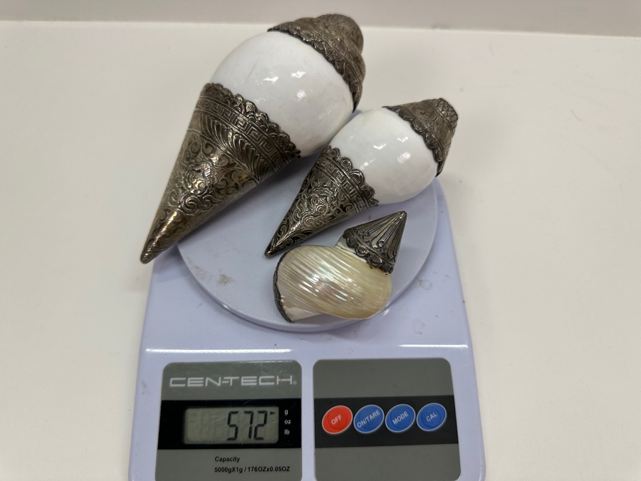 Set of (3) Tibetan Silver Shells 572g [Photo 15]