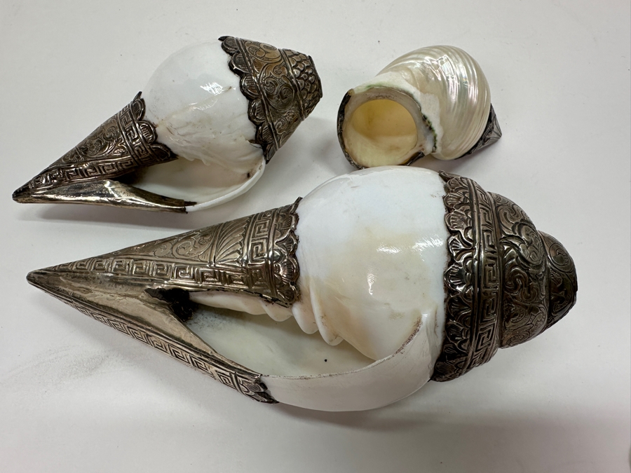 Set of (3) Tibetan Silver Shells 572g [Photo 11]