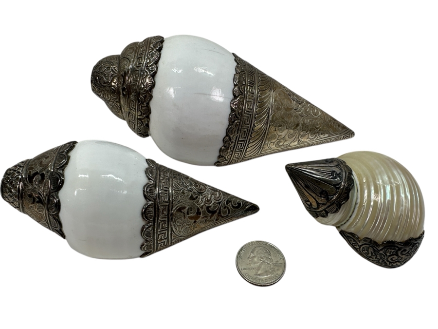 Set of (3) Tibetan Silver Shells 572g [Photo 1]