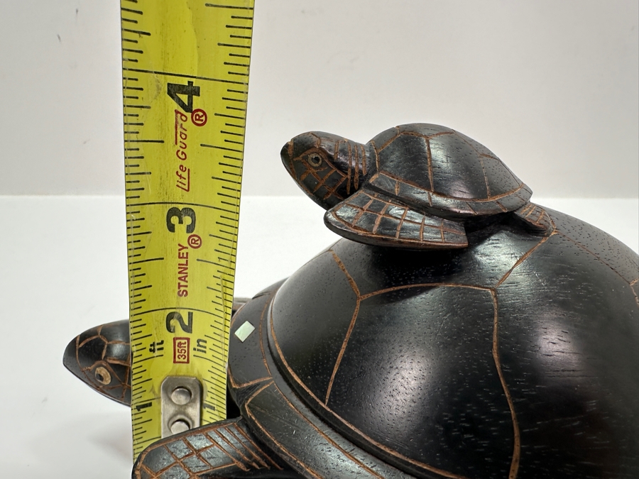 Vintage Hand Carved Wooden Turtle on Turtle Sculpture 8'W x 4'H [Photo 8]