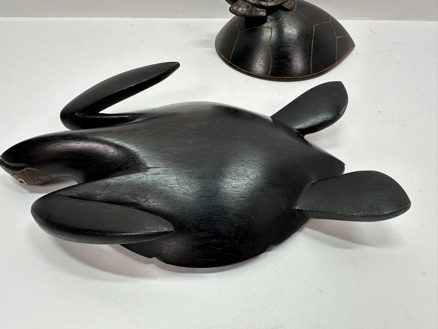 Vintage Hand Carved Wooden Turtle on Turtle Sculpture 8'W x 4'H [Photo 7]