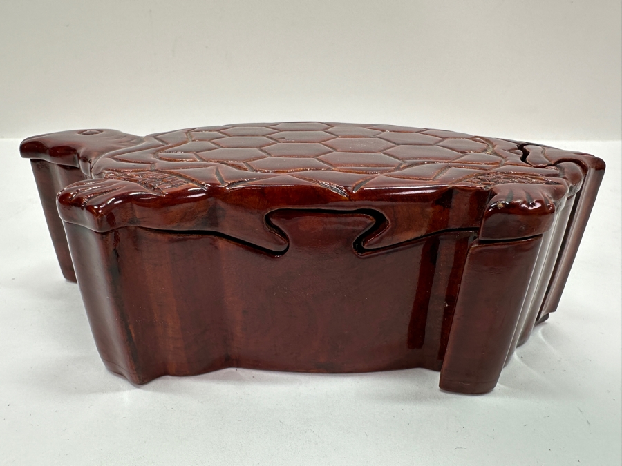 Hand Carved Wooden Lacquered Turtle Puzzle Box 6'W x 3'D x 2'H [Photo 4]
