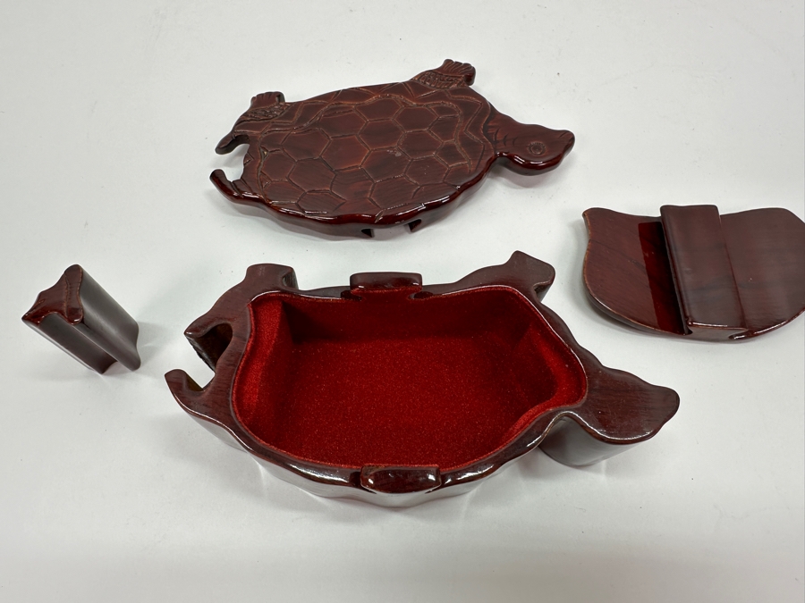 Hand Carved Wooden Lacquered Turtle Puzzle Box 6'W x 3'D x 2'H [Photo 8]