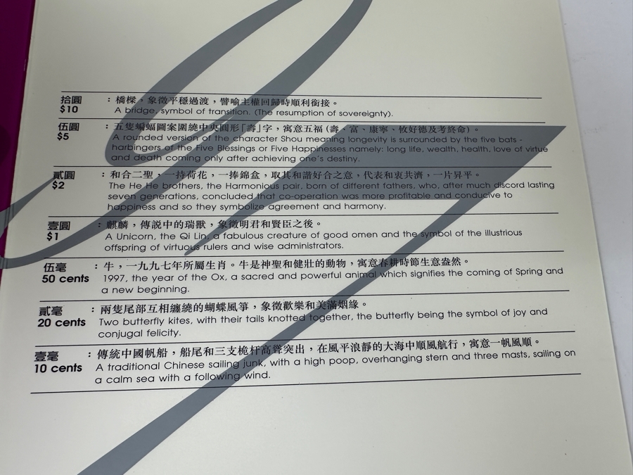 Just Added - Brilliant Uncirculated Coin Set Of Coins To Commemorate The Occasion Of Hong Kong Becoming A Special Administrative Region Of The People's Republic Of China July 1, 1997 British Royal Mint [Photo 7]