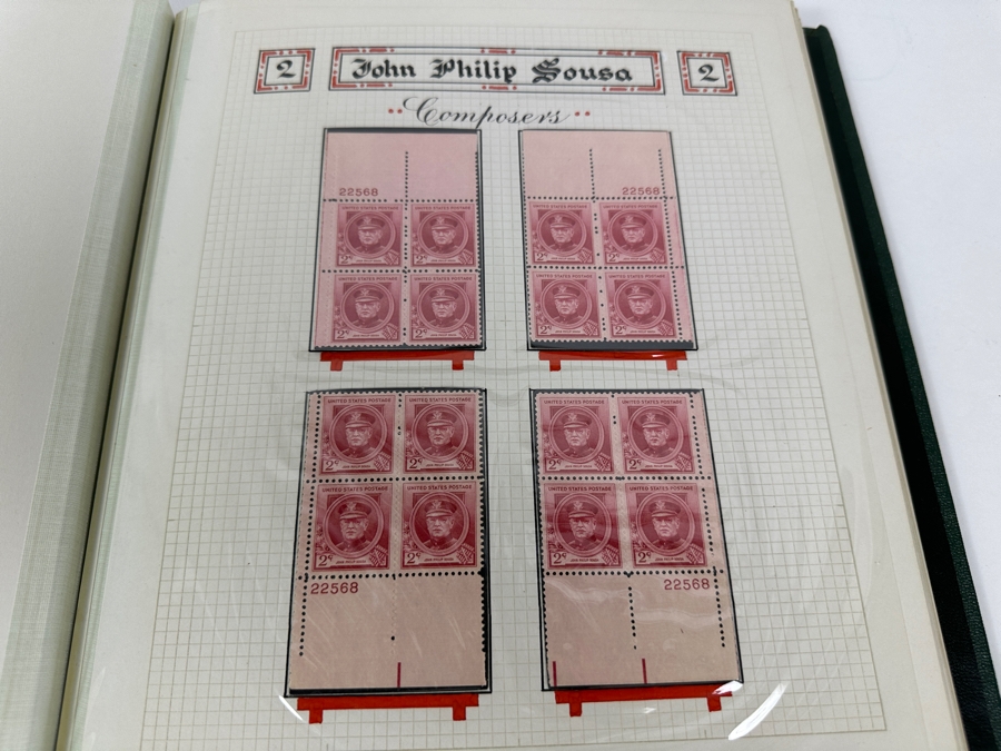 Just Added - Vintage 1940 Rare Collection Of US Mint 10 Cent Postage Stamps Of Famous Americans Series: 30 Sets Each With Four Blocks Of Four 10-Cent Stamps: 480 Total Mint Stamps - See Photos - Estimate $1,900 [Photo 15]