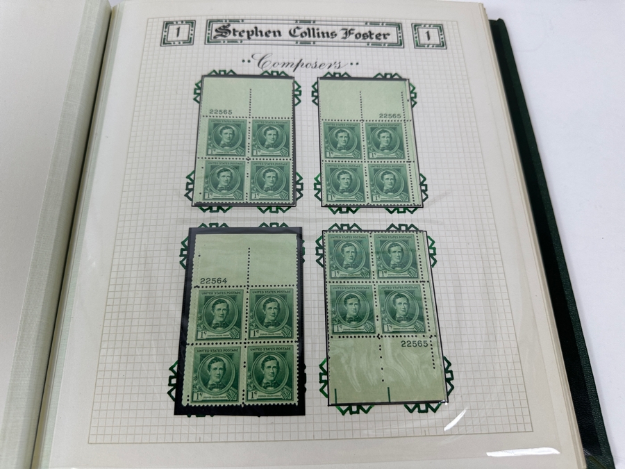 Just Added - Vintage 1940 Rare Collection Of US Mint 10 Cent Postage Stamps Of Famous Americans Series: 30 Sets Each With Four Blocks Of Four 10-Cent Stamps: 480 Total Mint Stamps - See Photos - Estimate $1,900 [Photo 14]