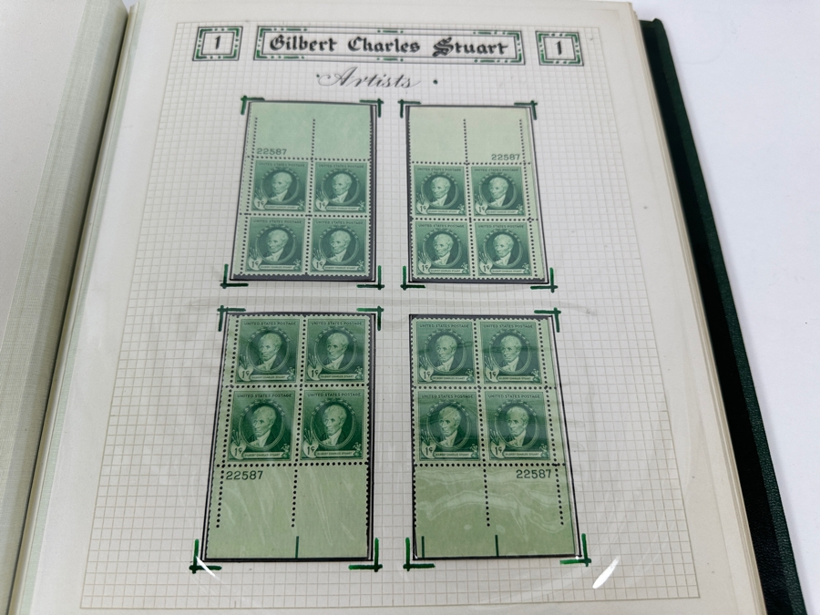 Just Added - Vintage 1940 Rare Collection Of US Mint 10 Cent Postage Stamps Of Famous Americans Series: 30 Sets Each With Four Blocks Of Four 10-Cent Stamps: 480 Total Mint Stamps - See Photos - Estimate $1,900 [Photo 19]