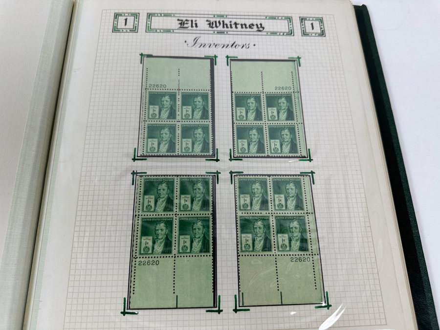 Just Added - Vintage 1940 Rare Collection Of US Mint 10 Cent Postage Stamps Of Famous Americans Series: 30 Sets Each With Four Blocks Of Four 10-Cent Stamps: 480 Total Mint Stamps - See Photos - Estimate $1,900 [Photo 24]