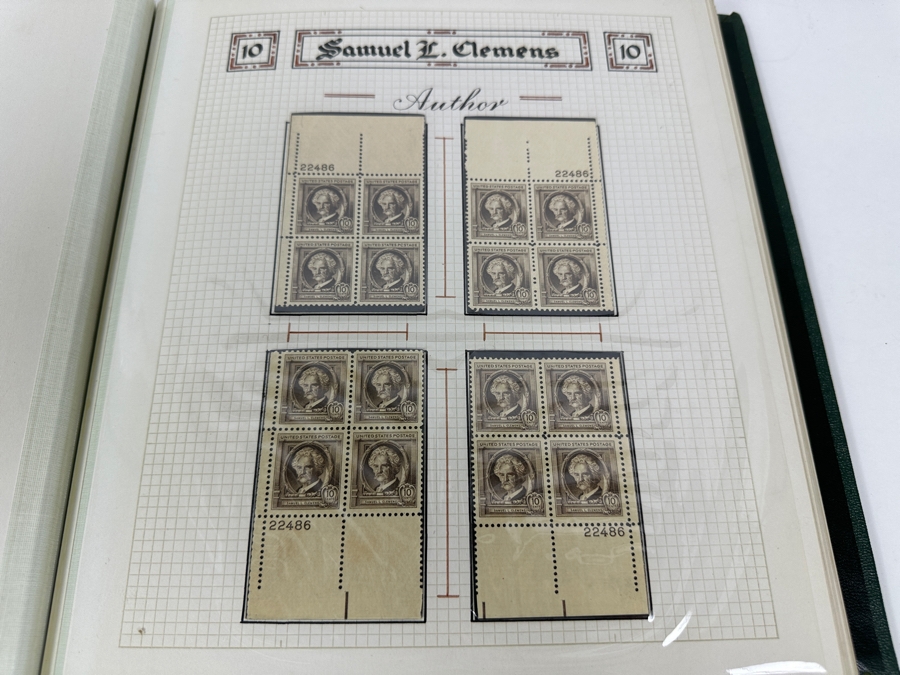 Just Added - Vintage 1940 Rare Collection Of US Mint 10 Cent Postage Stamps Of Famous Americans Series: 30 Sets Each With Four Blocks Of Four 10-Cent Stamps: 480 Total Mint Stamps - See Photos - Estimate $1,900 [Photo 13]
