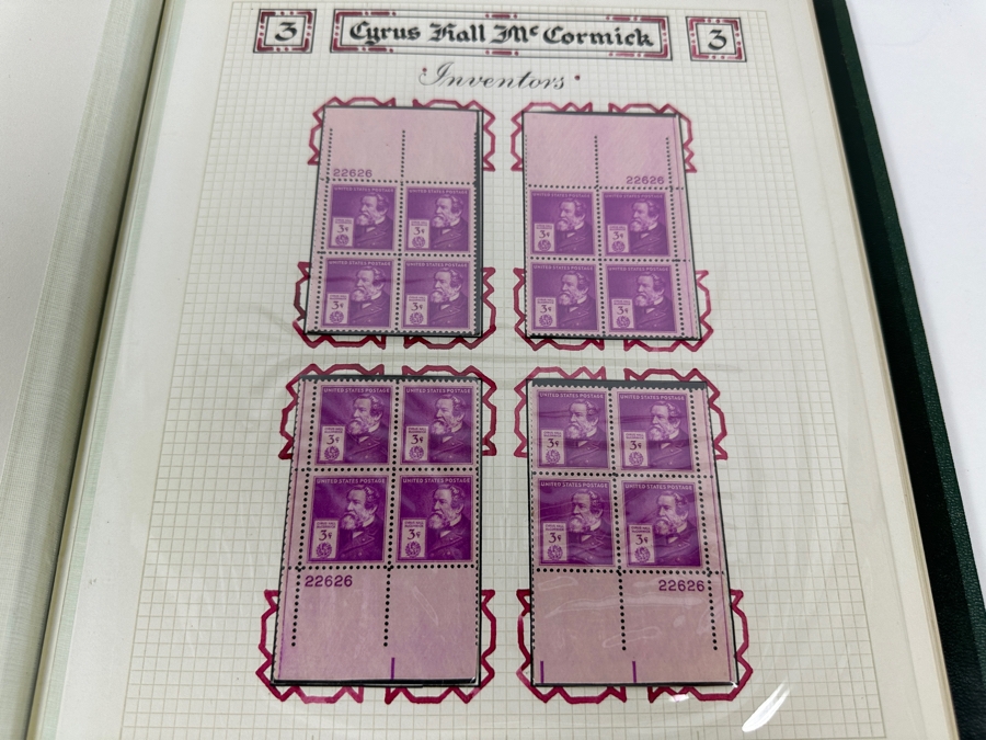 Just Added - Vintage 1940 Rare Collection Of US Mint 10 Cent Postage Stamps Of Famous Americans Series: 30 Sets Each With Four Blocks Of Four 10-Cent Stamps: 480 Total Mint Stamps - See Photos - Estimate $1,900 [Photo 26]