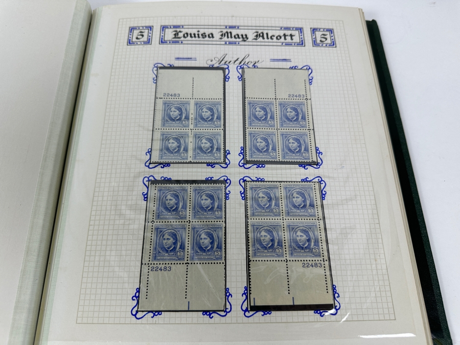 Just Added - Vintage 1940 Rare Collection Of US Mint 10 Cent Postage Stamps Of Famous Americans Series: 30 Sets Each With Four Blocks Of Four 10-Cent Stamps: 480 Total Mint Stamps - See Photos - Estimate $1,900 [Photo 12]