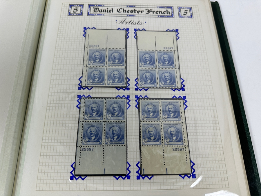 Just Added - Vintage 1940 Rare Collection Of US Mint 10 Cent Postage Stamps Of Famous Americans Series: 30 Sets Each With Four Blocks Of Four 10-Cent Stamps: 480 Total Mint Stamps - See Photos - Estimate $1,900 [Photo 22]