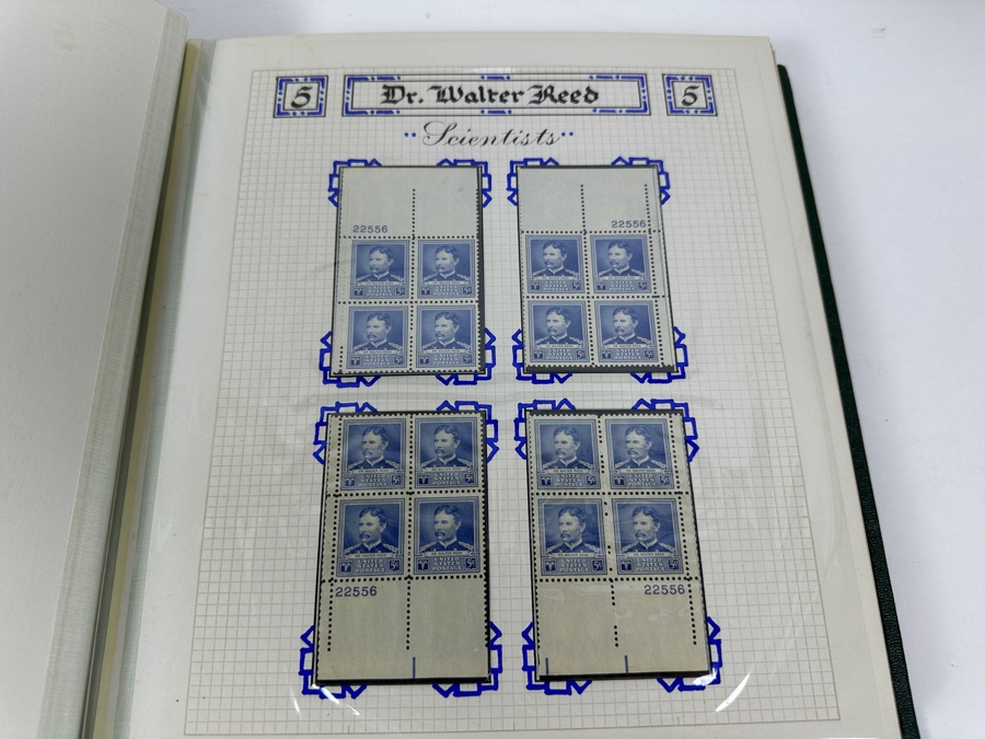 Just Added - Vintage 1940 Rare Collection Of US Mint 10 Cent Postage Stamps Of Famous Americans Series: 30 Sets Each With Four Blocks Of Four 10-Cent Stamps: 480 Total Mint Stamps - See Photos - Estimate $1,900 [Photo 7]